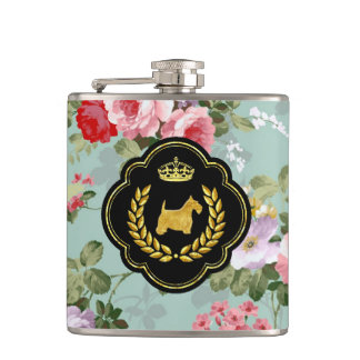 Royal Scottie Floral Pattern Hip Flask
