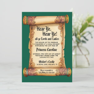 Royal Scroll Hear Ye, Hear Ye! Mediaeval Birthday Invitation