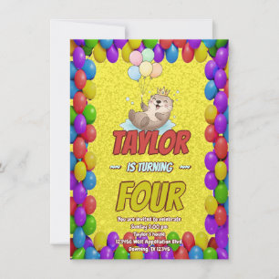 Royal Sea Otter 4th Birthday Invitation