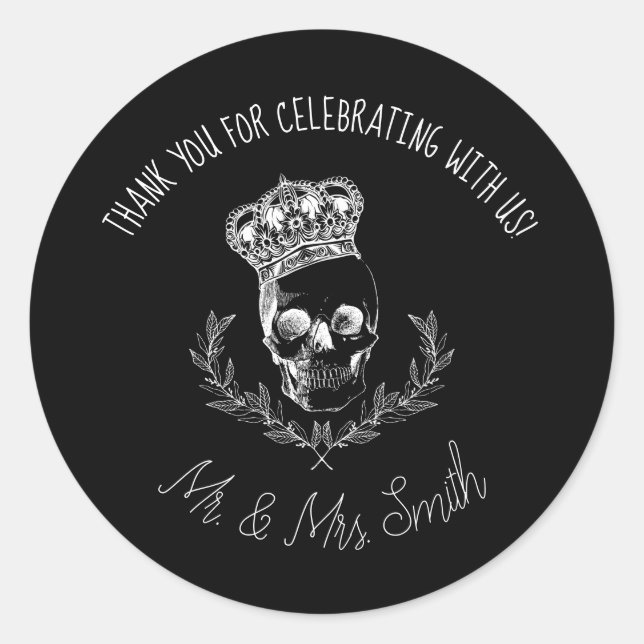 Royal Skull Classic Round Sticker (Front)