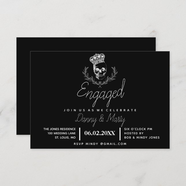 Royal Skull Engagement Party Invitation (Front/Back)