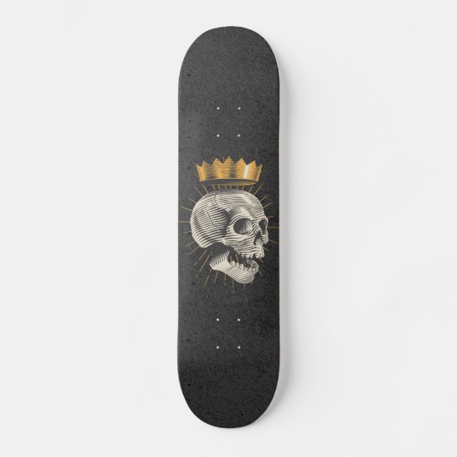 Royal Skull King Crown Grunge Gothic Goth Black Skateboard (Front)