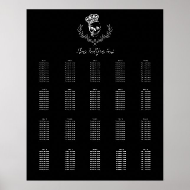 Royal Skull Reception Seating Chart (Front)