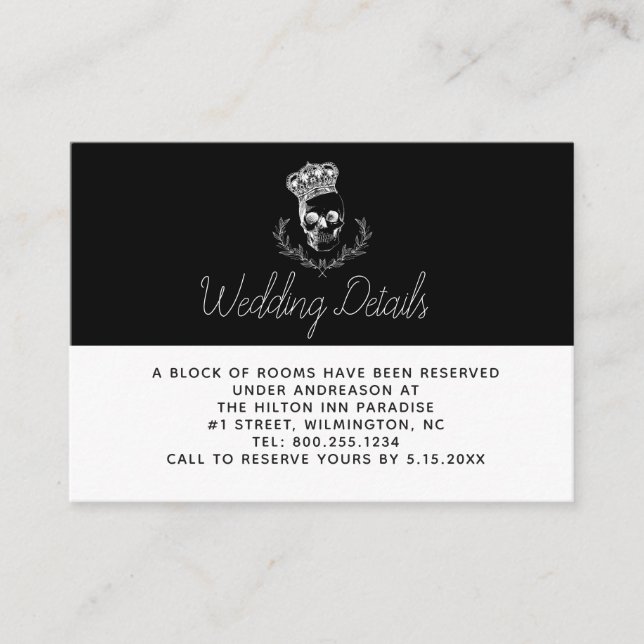 Royal Skull Wedding Details Enclosure Card (Front)