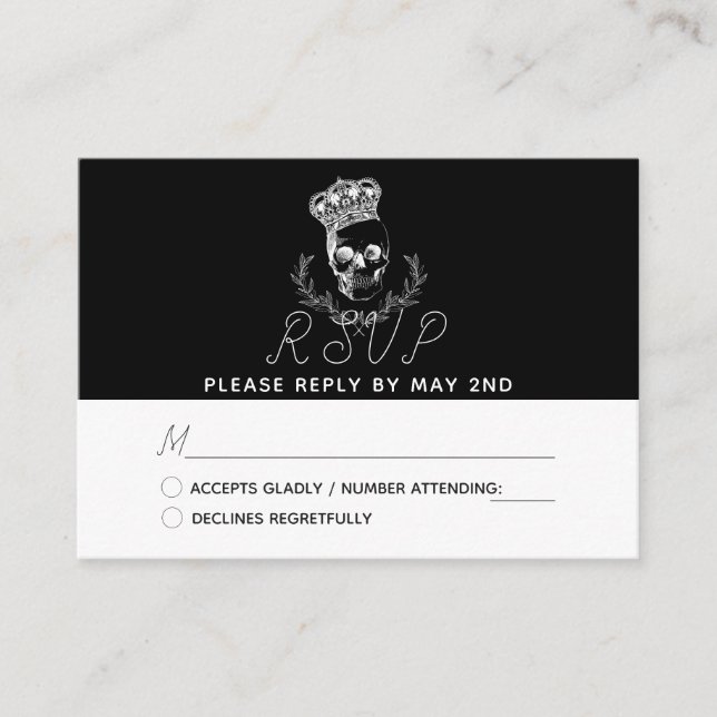 Royal Skull Wedding RSVP Enclosure Card (Front)