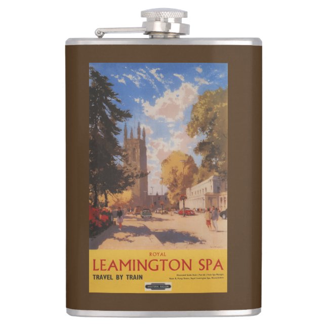 Royal Spa, Street View British Railways Poster Hip Flask (Front)
