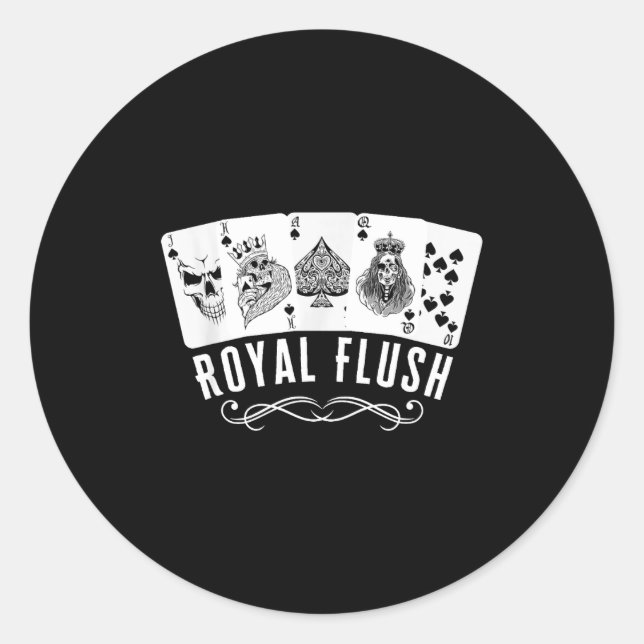 Royal Spade Flush Skeleton King Queen Spades Ker G Classic Round Sticker (Front)