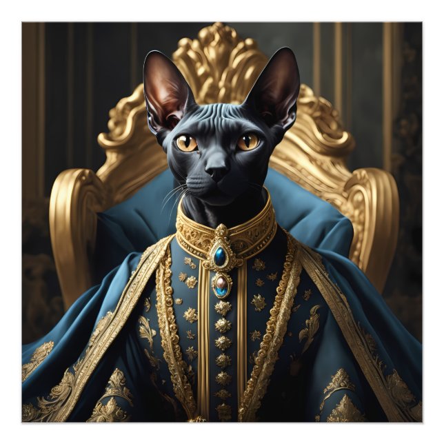 Royal Sphynx Cat Portrait Photograph Print Art (Front)