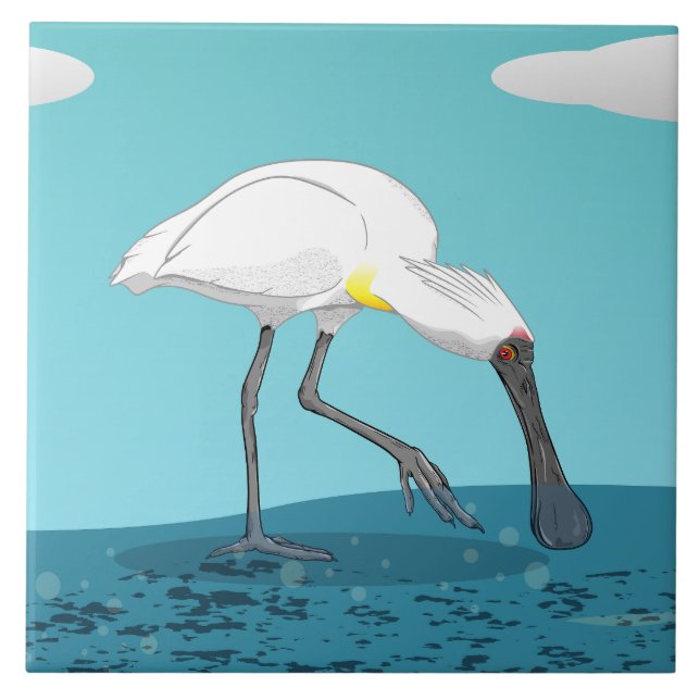 Royal Spoonbill NZ bird Tile (Front)