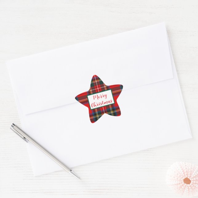 Royal Stewart Christmas MERRY XMAS Plaid Star Sticker (Envelope)