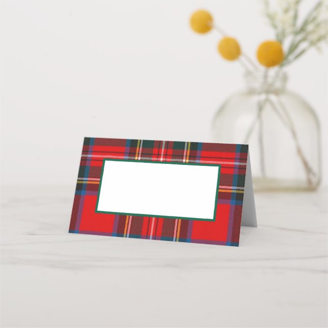 Royal Stewart Christmas Plaid FOLDED Place Card (Front)