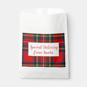 Royal Stewart Christmas Plaid Santa PERSONALIZE  Favour Bags