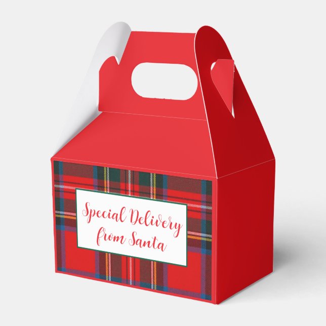Royal Stewart Christmas Plaid Santa PERSONALIZE  Favour Box (Front Side)