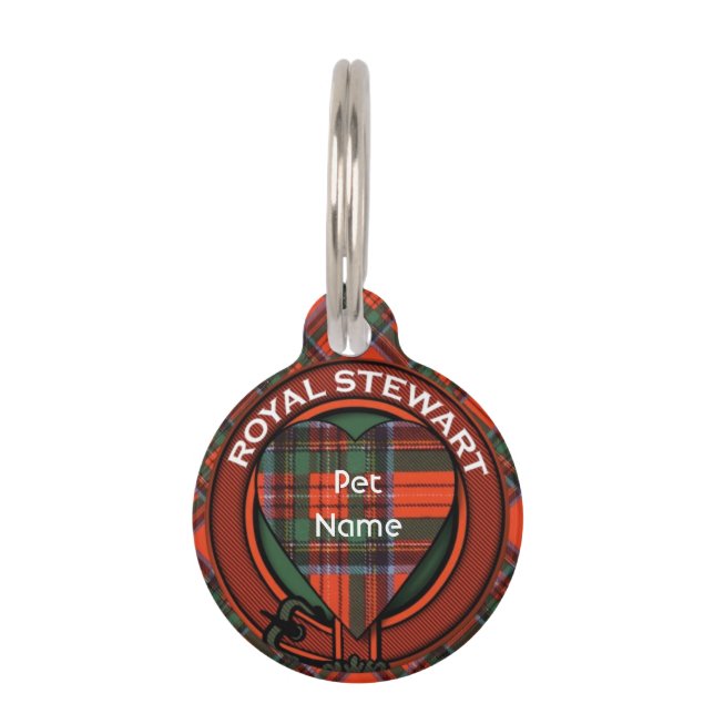 Royal Stewart clan Plaid Scottish tartan Pet Tag (Front)