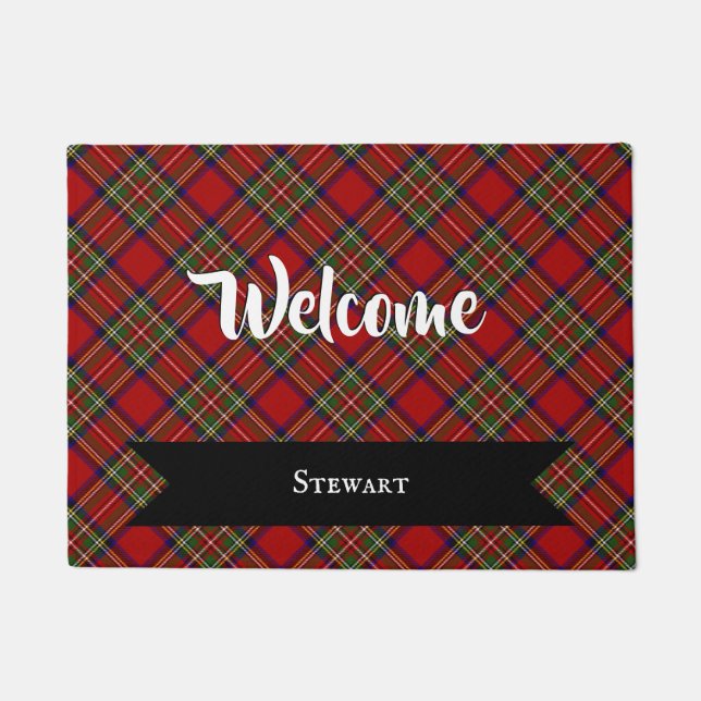 Royal Stewart Clan Scottish Tartan Plaid Pattern Doormat (Front)