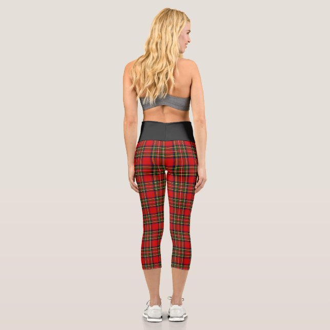 Royal Stewart Clan Tartan Plaid  Capri Leggings (Back)