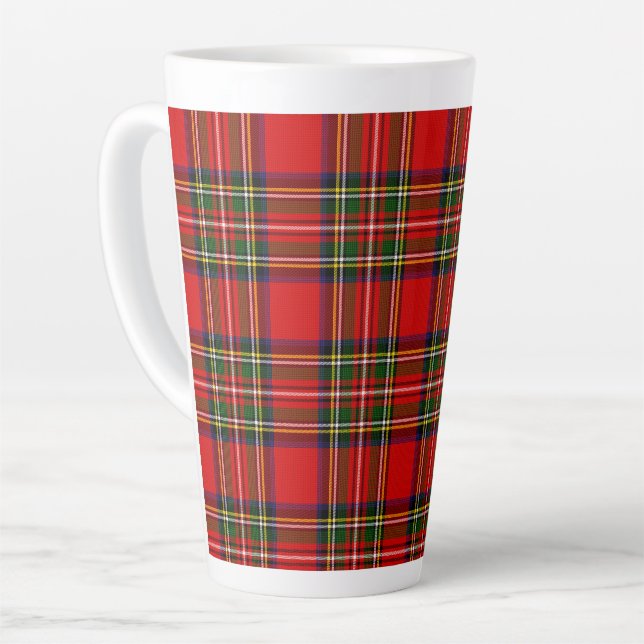 Royal Stewart Clan Tartan Plaid  Latte Mug (Left Angle)
