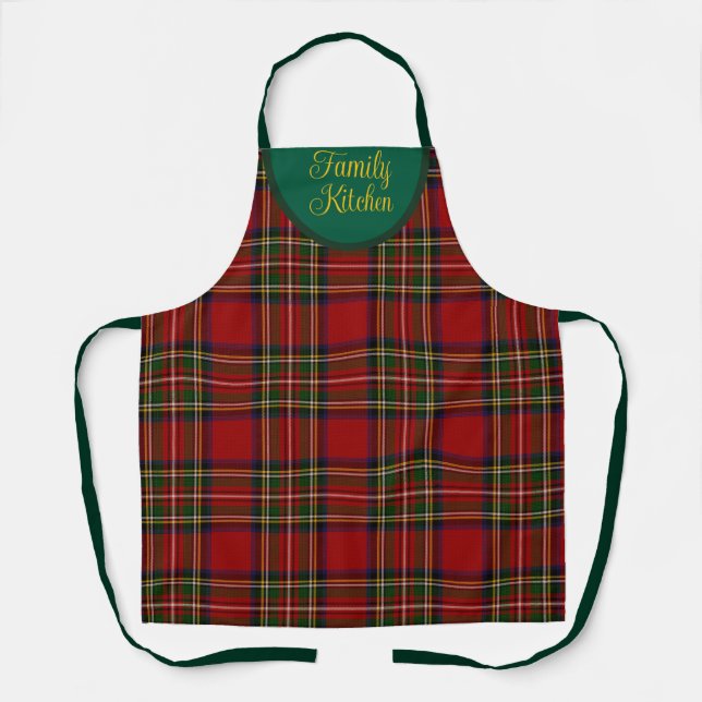 Royal Stewart Clan Tartan Plaid Personalised Apron (Front)