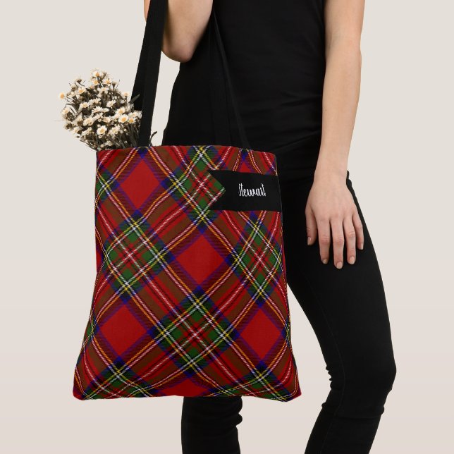 Royal Stewart Clan Tartan Plaid Scottish Pattern Tote Bag (Close Up)