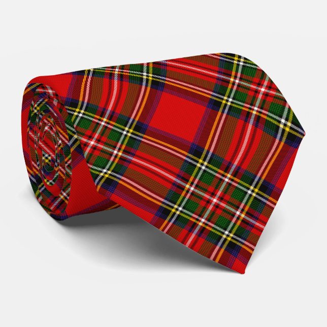 Royal Stewart Clan Tartan Plaid  Tie (Rolled)