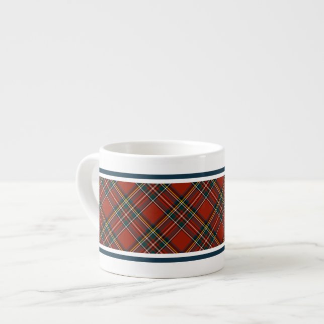 Royal Stewart Classic Red Scottish Tartan Espresso Cup (Front Left)