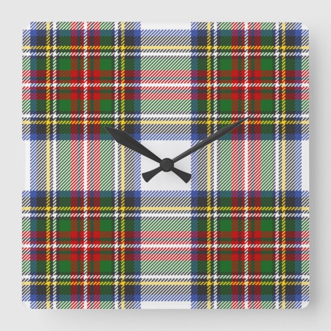 Royal Stewart Dress Clan Tartan Plaid Pattern Square Wall Clock (Front)