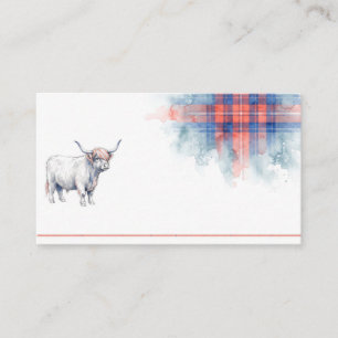 Royal Stewart Highland Cow Coastal Wedding Place Card
