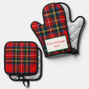 Royal Stewart Plaid CUSTOMIZE Oven Mitt & Pot Holder Set