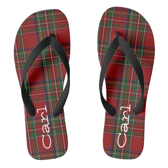 Royal Stewart Plaid Personalised Flip Flops (Footbed)