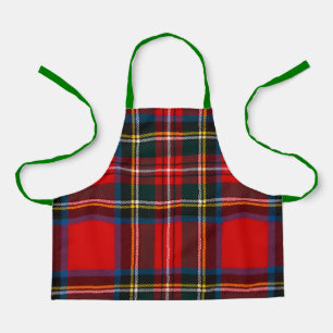 Royal Stewart Red Plaid Green Strap Apron