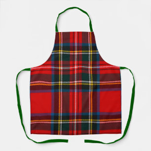 Royal Stewart Red Plaid Green Strap Apron