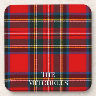 Royal Stewart Red Plaid PERSONALIZE Coaster