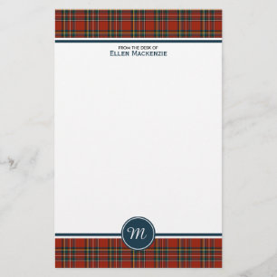 Royal Stewart Tartan Classic Red Plaid Monogram Stationery