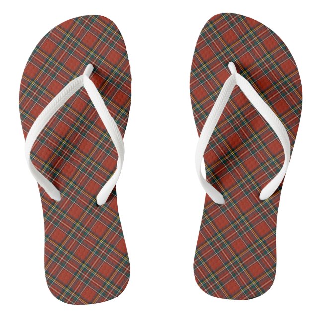 Royal Stewart Tartan Classic Red Scottish Plaid Flip Flops (Footbed)