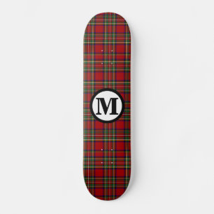 Royal Stewart Tartan Plaid Scottish Clan Monogram Skateboard