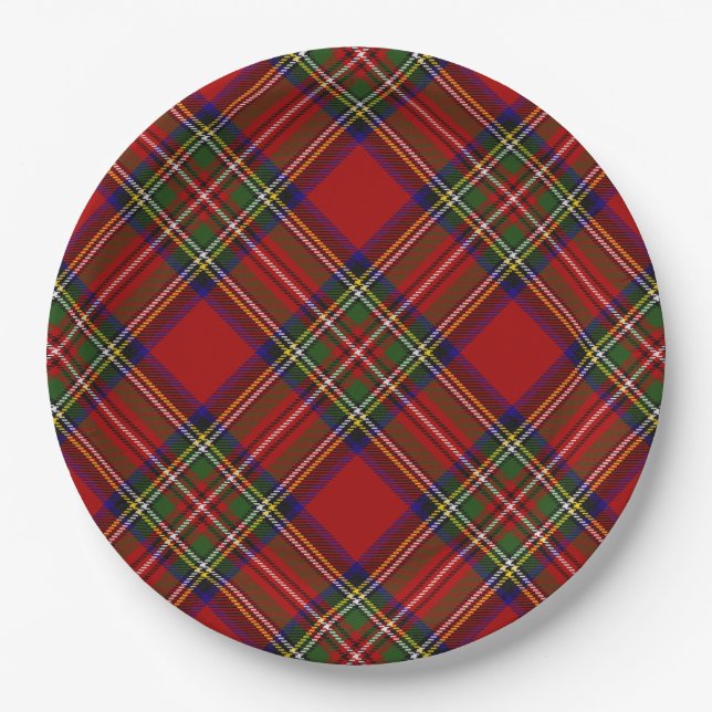 Royal Stewart Tartan Plaid Scottish Pattern Paper Plate (Front)