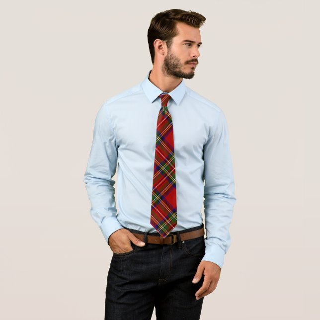 Royal Stewart Tartan Plaid Scottish Pattern Tie (In Situ)
