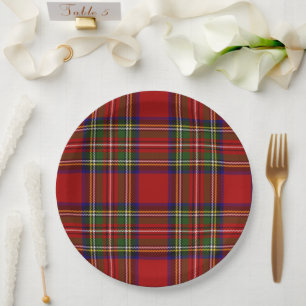Royal Stewart Tartan Plaid Scottish Symmetry Paper Plate