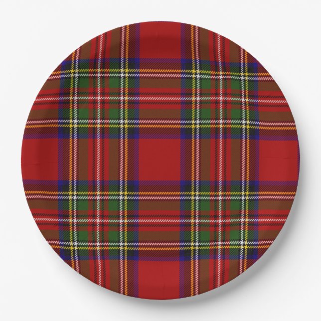 Royal Stewart Tartan Plaid Scottish Symmetry Paper Plate (Front)