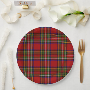 Royal Stewart Tartan Plaid Symmetry Pattern  Paper Plate