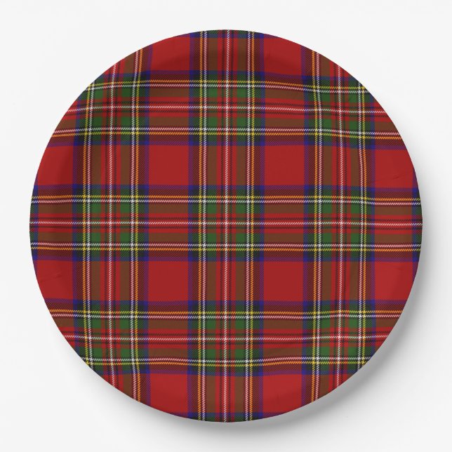 Royal Stewart Tartan Plaid Symmetry Pattern  Paper Plate (Front)