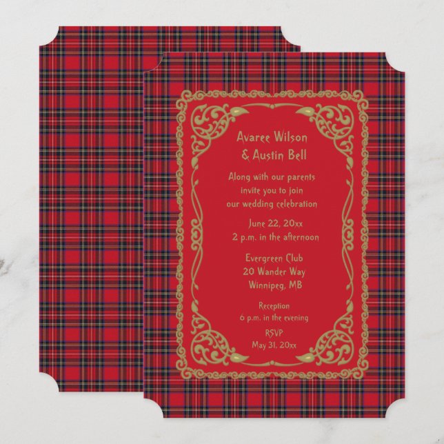 Royal Stewart Tartan Plaid Wedding Invitation (Front/Back)