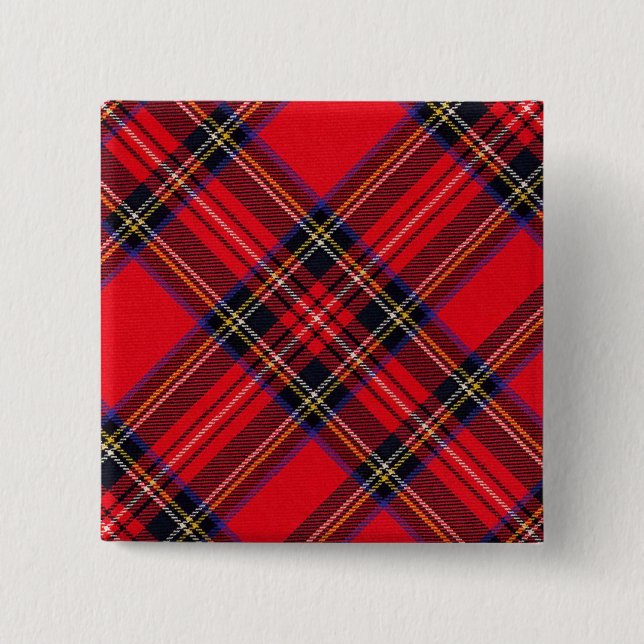 Royal Stewart tartan red black plaid 15 Cm Square Badge (Front)