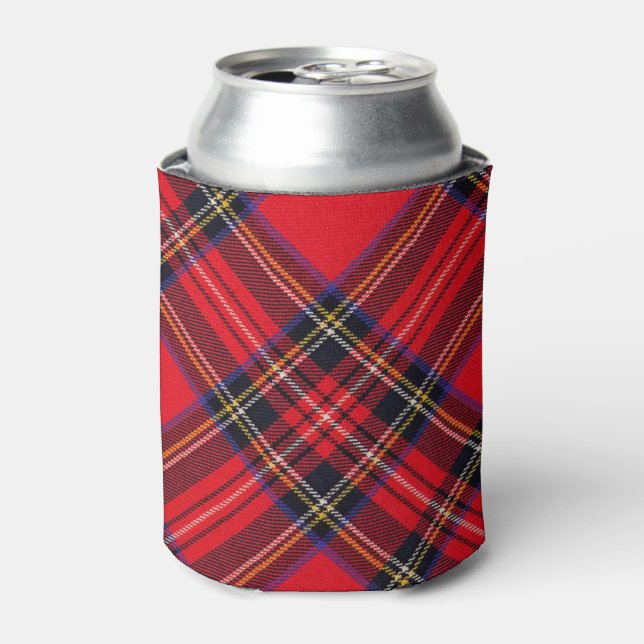 Royal Stewart tartan red black plaid Can Cooler (Can Front)