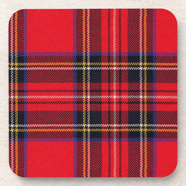 Royal Stewart tartan red black plaid Coaster (Front)