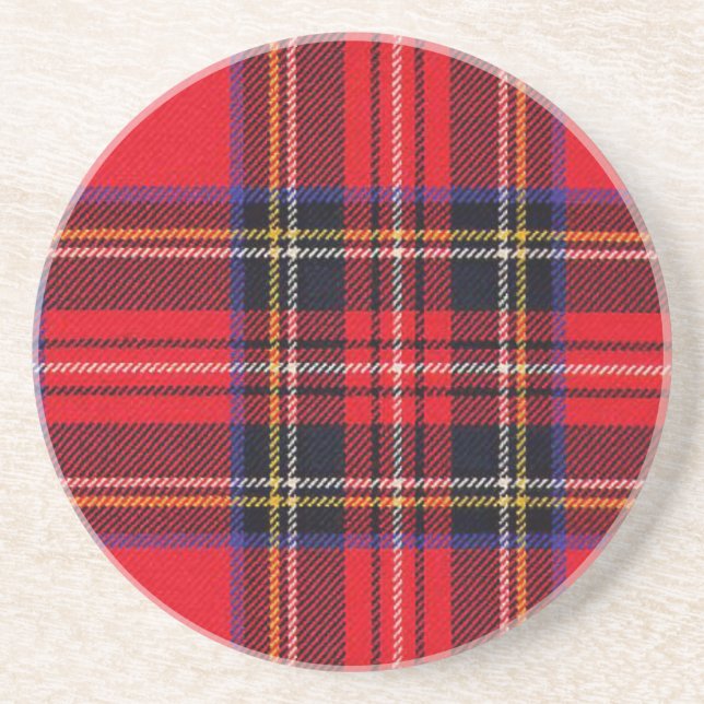 Royal Stewart tartan red black plaid Coaster (Front)
