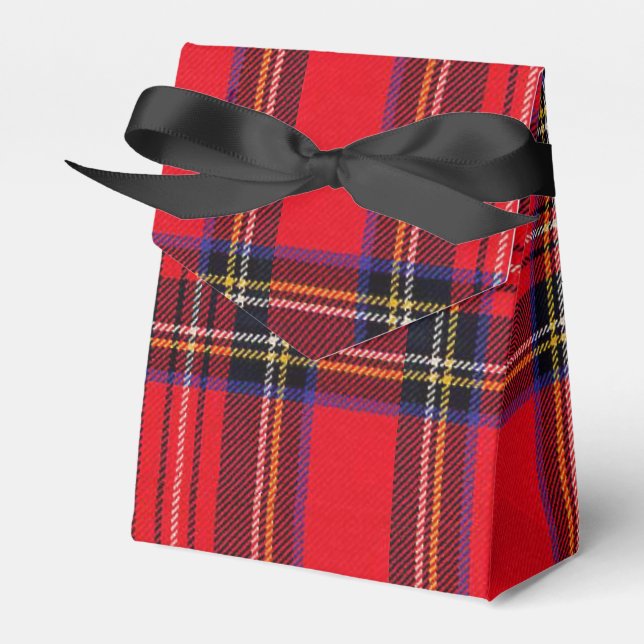 Royal Stewart tartan red black plaid Favour Box (Front Side)