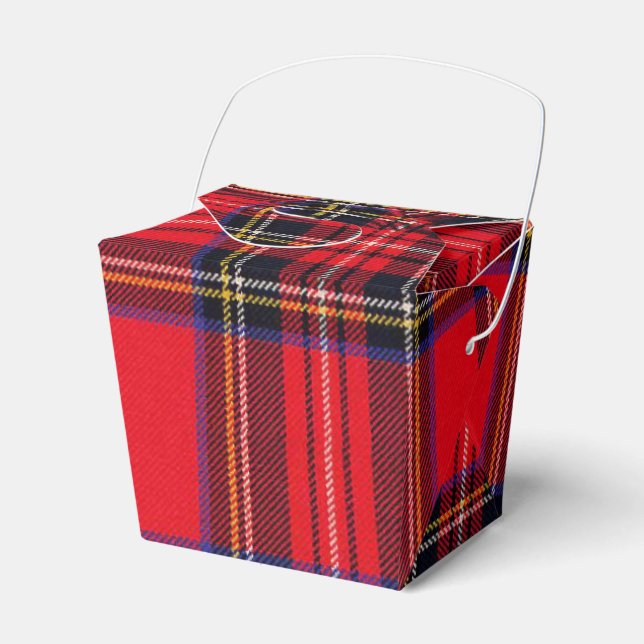 Royal Stewart tartan red black plaid Favour Box (Front Side)