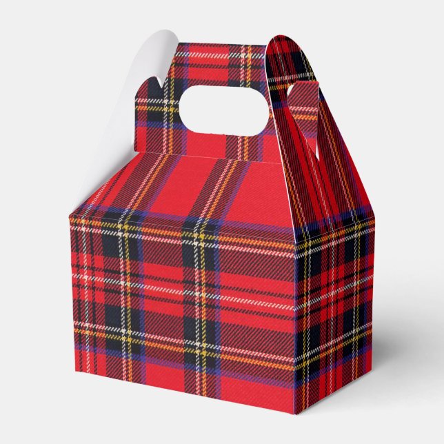 Royal Stewart tartan red black plaid Favour Box (Front Side)