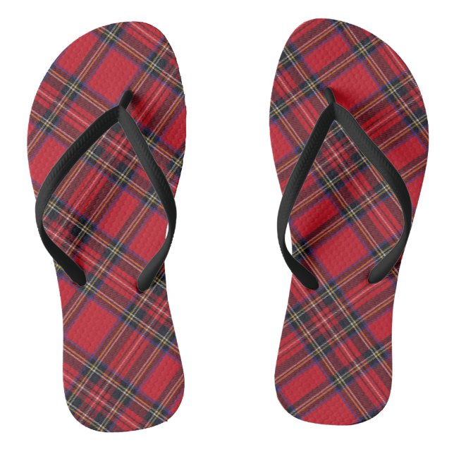 Royal Stewart tartan red black plaid Flip Flops (Footbed)